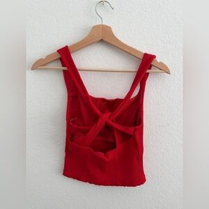 Carbon38 ribbed tank top workout yoga top red size medium